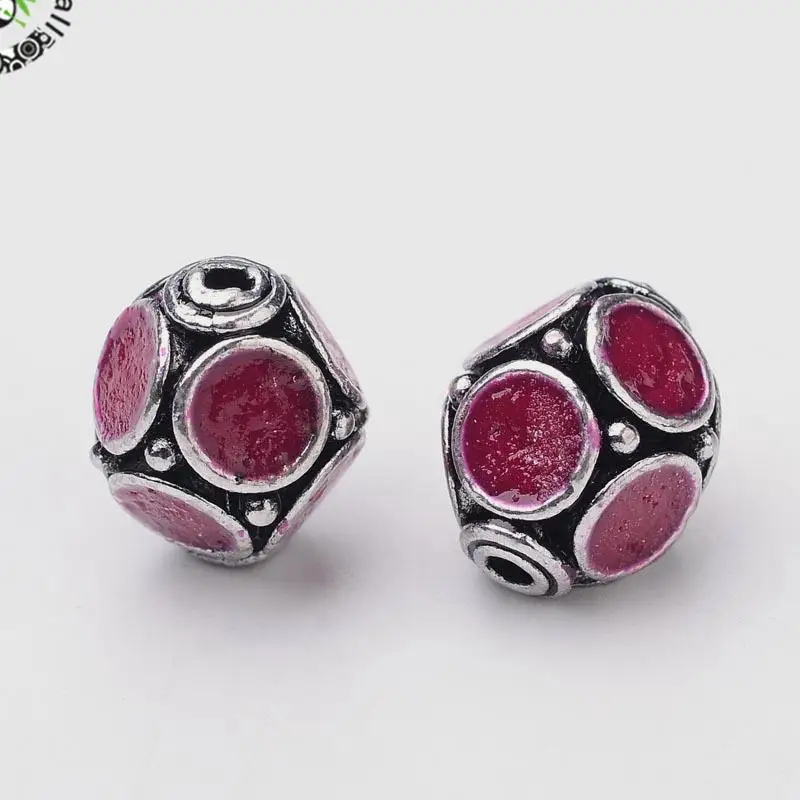 

Mixed Style Handmade Alloy Enamel Indonesia Beads, Mixed Color, 13x10mm, Hole: 2mm