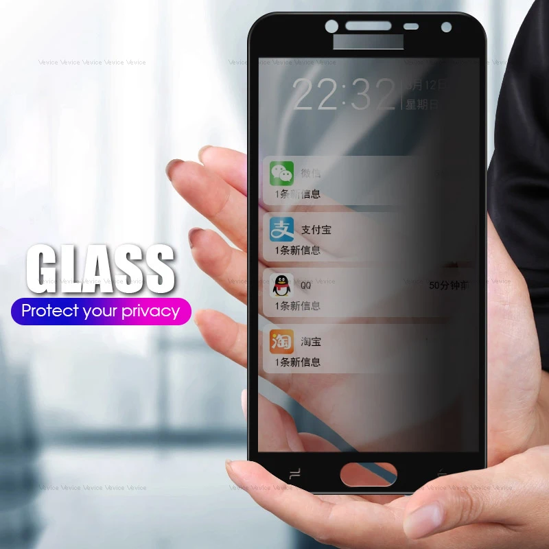 Антишпионское закаленное стекло для samsung Galaxy J4 J6 Plus Защита экрана для samsung A6 A8 Plus защитное стекло