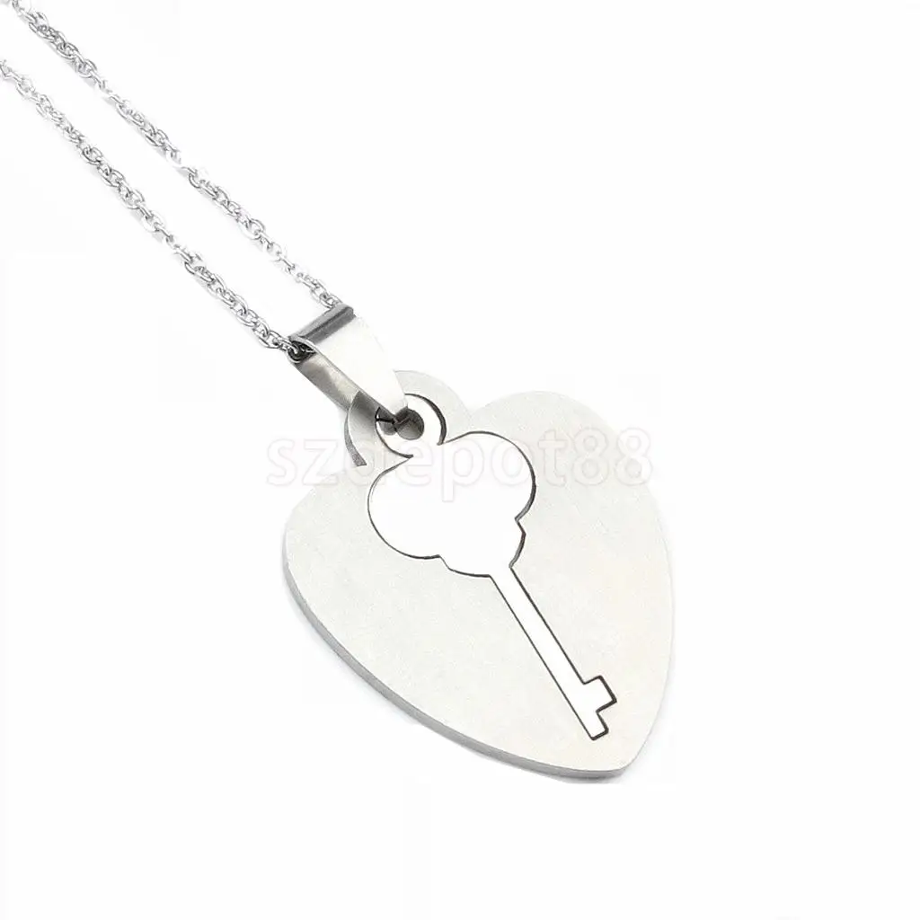 Ожерелье из нержавеющей стали с сердечком и замком для ключей кулон в виде сердца