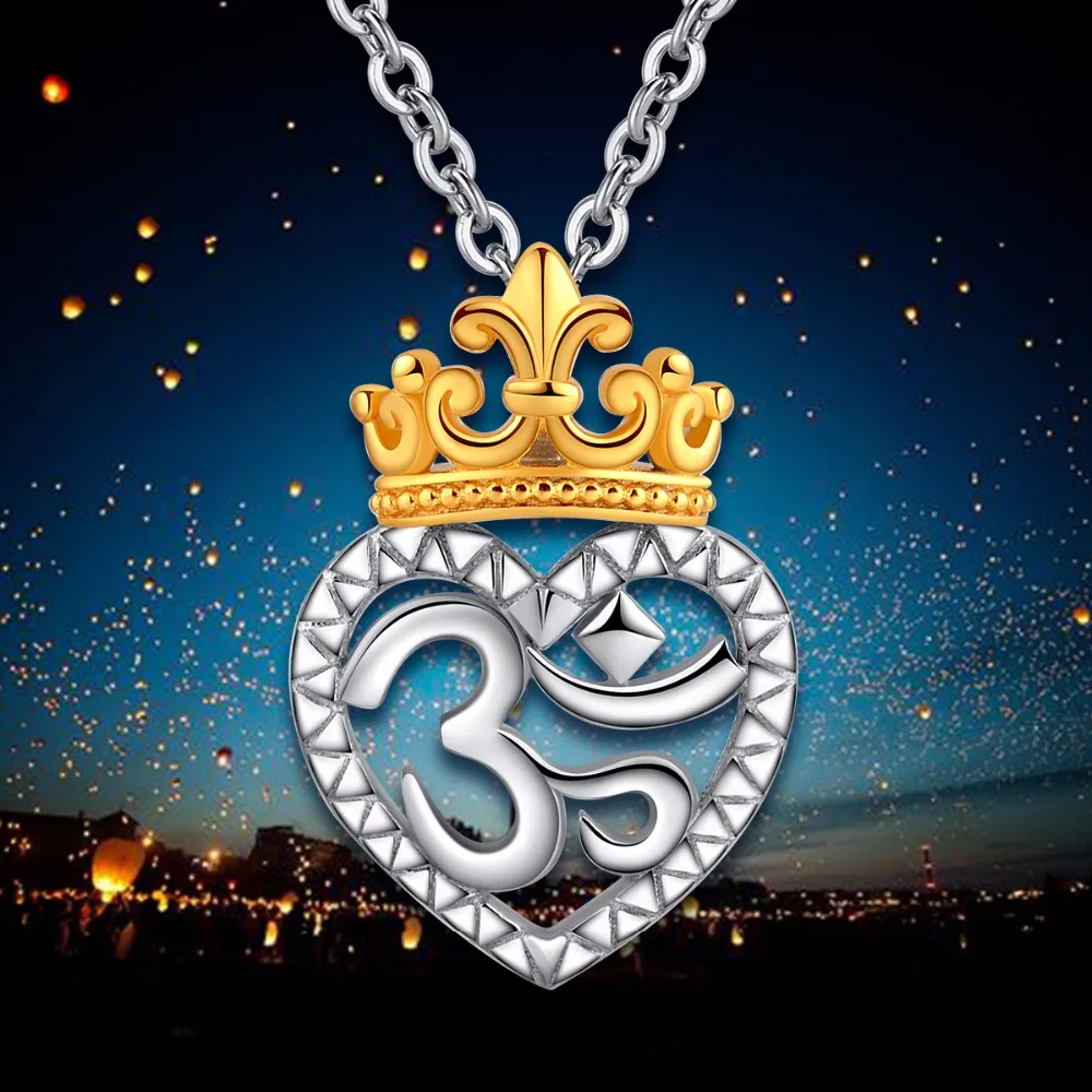 Angel Caller 925 Sliver Golden Crown Heart Necklace &ampPendant Mysterious Symbols Choker Fine Jewelry for Women Birthday Day Gifts |