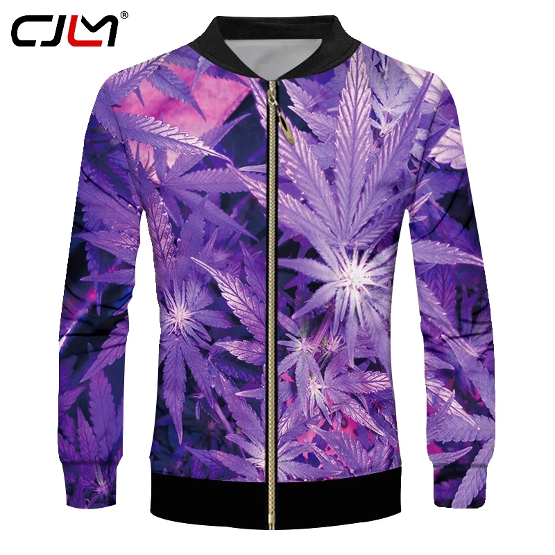 CJLM новая Harajuku Мужская фиолетовая 3d куртка с принтом листьев пальто хип хоп
