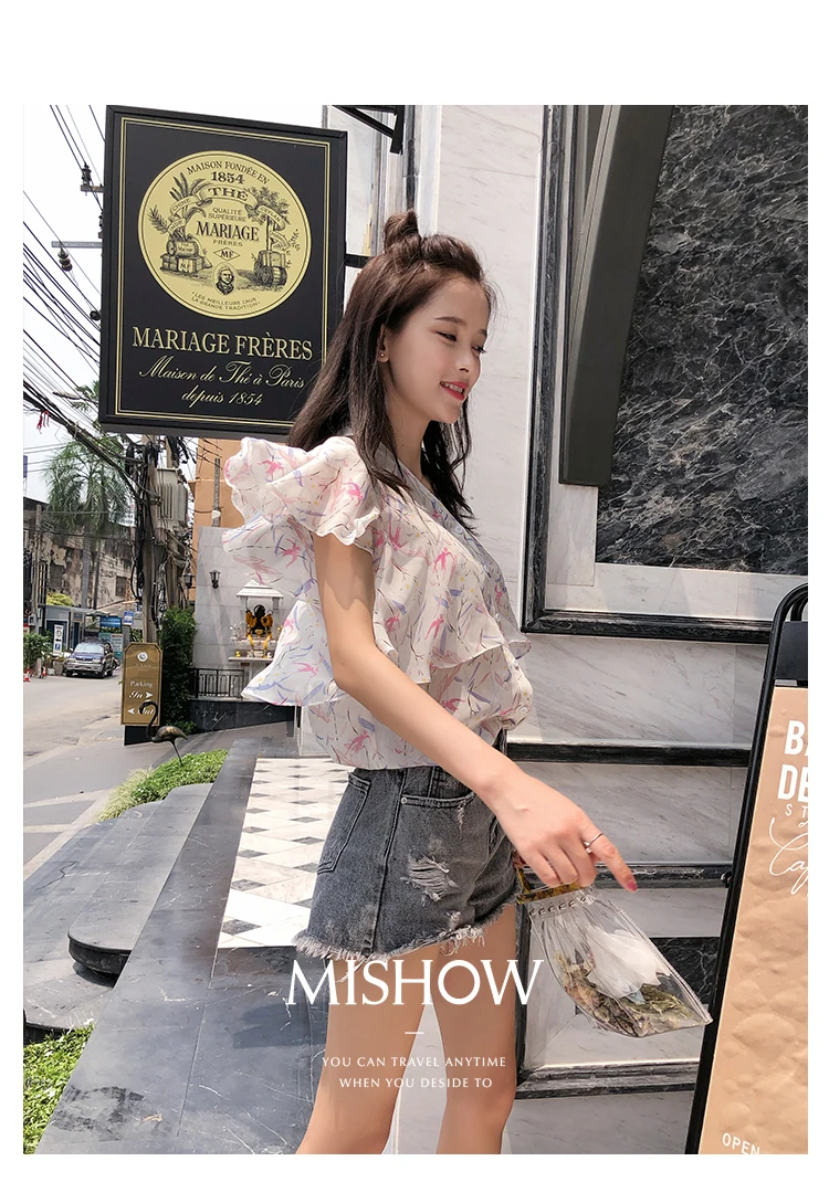 Mishow Шифоновая блузка с V-образным вырезом MX18B4864