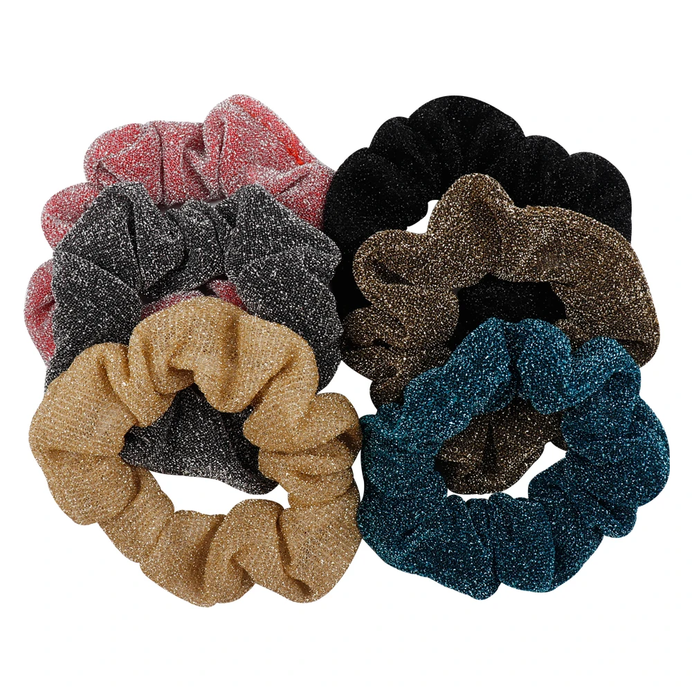 Аксессуары для волос блеск Scrunchies для женщин резинка для волос резинкой Сияющий светло Золотой Серый металлик хвост держатель Hairbands