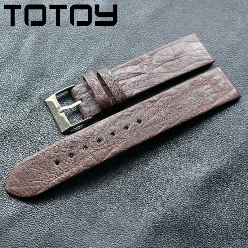 OTOY ручная работа страусиная кожа для DW 18 20 22 мм коричневая задняя часть зеленая вода призрак Простой Ультратонкий мужской женский кожаный ремешок для часов