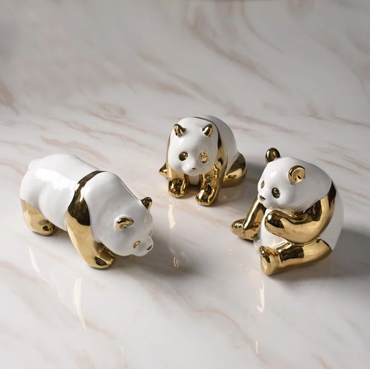 Золотая панда украшения на удачу украшение для гостиной винного шкафа детский