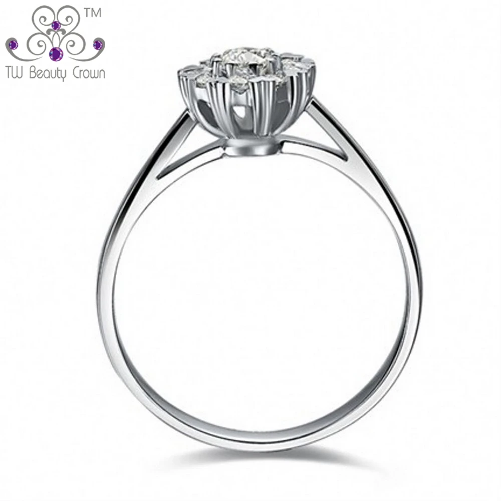 Женское свадебное кольцо с 2 каратами роскошное из натурального серебра