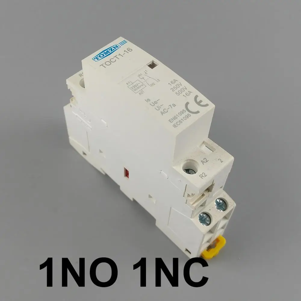 1NO 1NC 1 шт. TOCT1 Американская классификация проводов 2р 16A 220 V/230 V 50/60HZ Din rail бытовой ac Контактор В соответствии с стандартом 2NO или 1NO 1NC - Цвет: 1NO 1NC