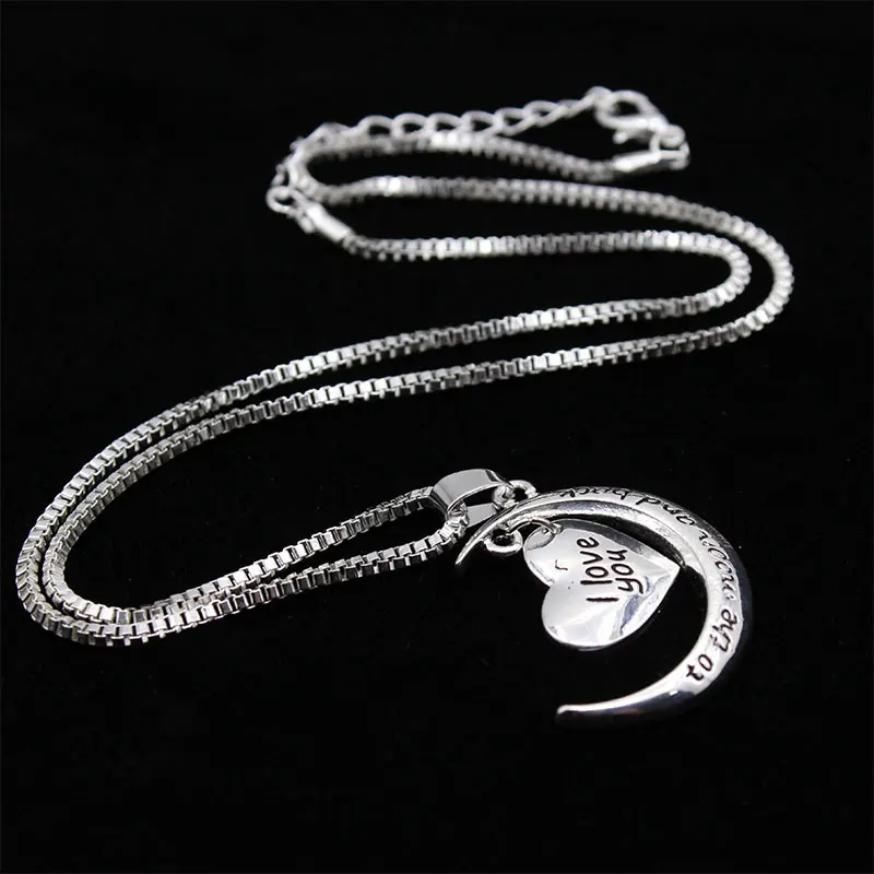 Silver Long Charm Moon Peach Heart Necklace Romantic Love Style Fine Jewelry Lady Classic Party Link Chain | Украшения и