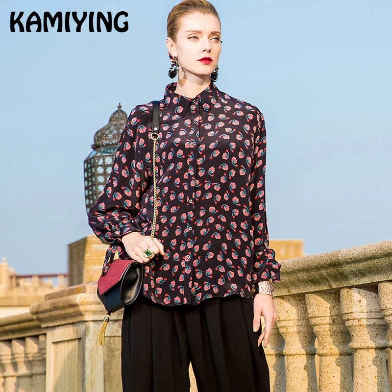 KAMIYING/Модная шелковая шифоновая рубашка с цветочным принтом Новинка женские