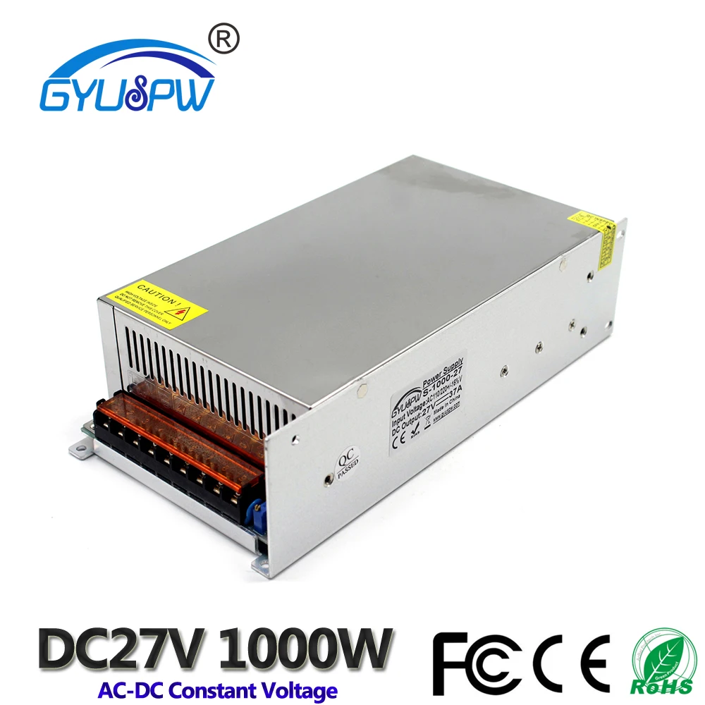 Регулируемый импульсный источник питания 27 в 37A 1000 Вт источники DC27V драйвер 220 110 В
