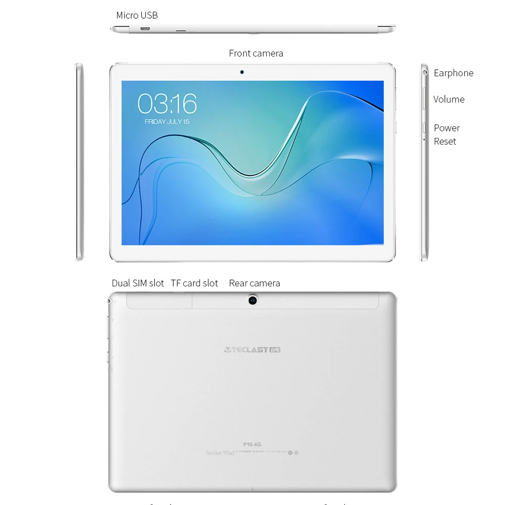 Teclast P10 4G 10 1 дюйма Планшеты 2 Гб Оперативная память 16 Встроенная MTK6737 4 ядра Android 8 dual