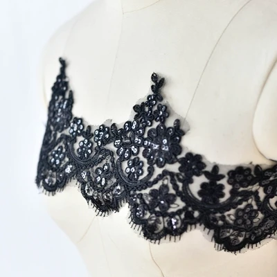 Sequined Eyelash Lace Accessories White Exquisite High-grade Wedding Embroidery DIY 6Yards/pack | Дом и сад