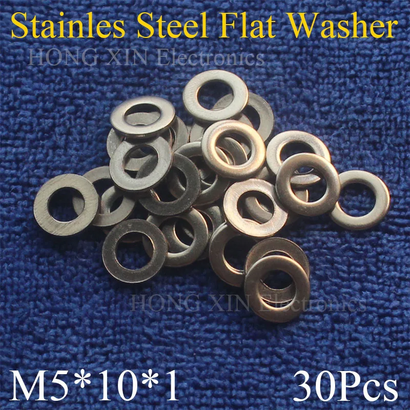 

30Pcs Large M5*10*1mm Stainless Steel Flat Washer Price High Quality Flat Pad Plain Washer Ring Washer