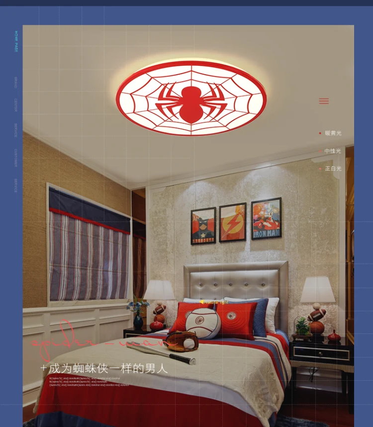 Человек-паук красного цвета современные светодиодные потолочные лампы deco chambre garcon avize с пультом дистанционного управления plafondlamp светильник для детской комнаты лампа