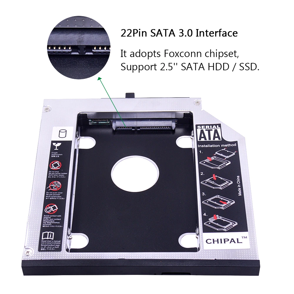 CHIPAL 10 шт. SATA III 2nd HDD Caddy 12 7 мм для 2 5 дюймового SSD корпуса корпус Lenovo ThinkPad T420 T430 T510 T520