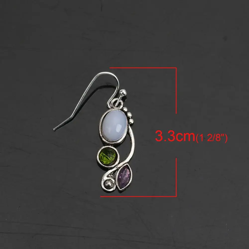 8Seasons Vintage Plastic Geometric Drop Earrings Purple Green Rhinestone Long Dangle Women Fashion Jewelry Accessories | Украшения и