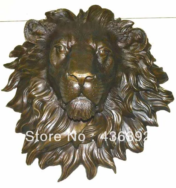 

The huge Lion head flat bronze sculpture statue The art hanging wall H"18.1