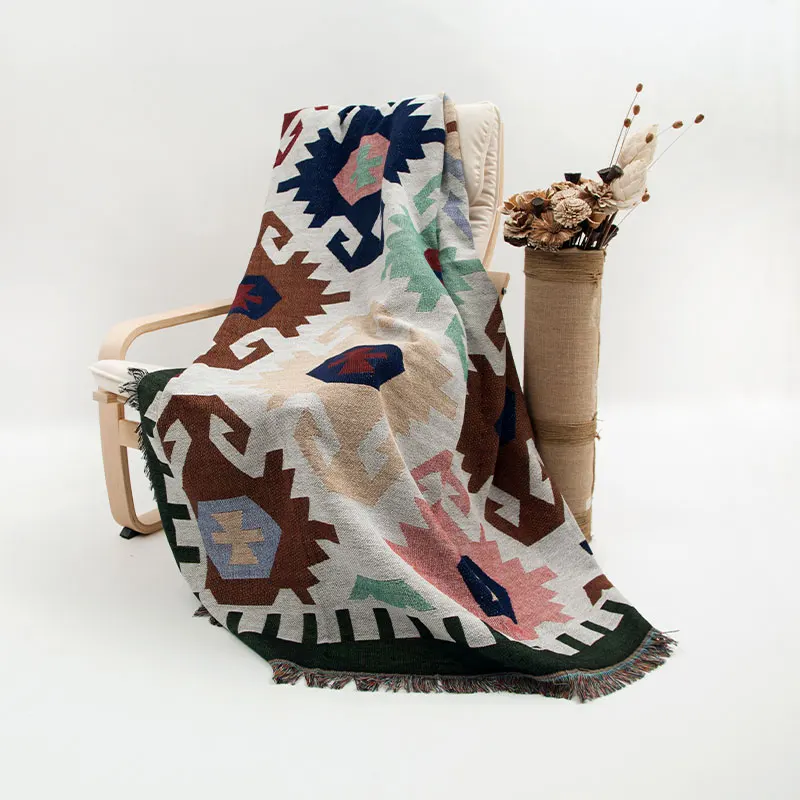 Килим белый 100% хлопок Богемия ковер экзотические геометрические постельные