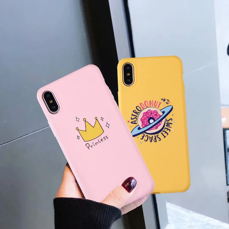 JAMULAR забавная Принцесса Корона пончики Космический Чехол для iPhone XS MAX X XR 7 8 6 6s Plus