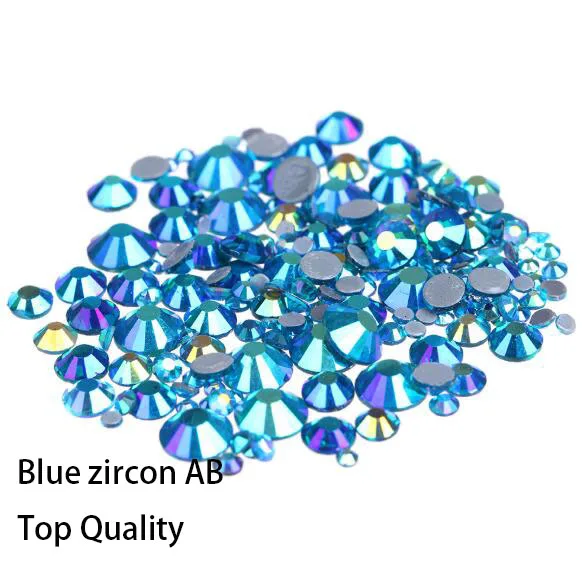 

Nail art decorations Blue zircon AB AAA high Quality Glass Crystal SS16-SS30 Hotfix Rhinestones For clothing Garment Accessorie