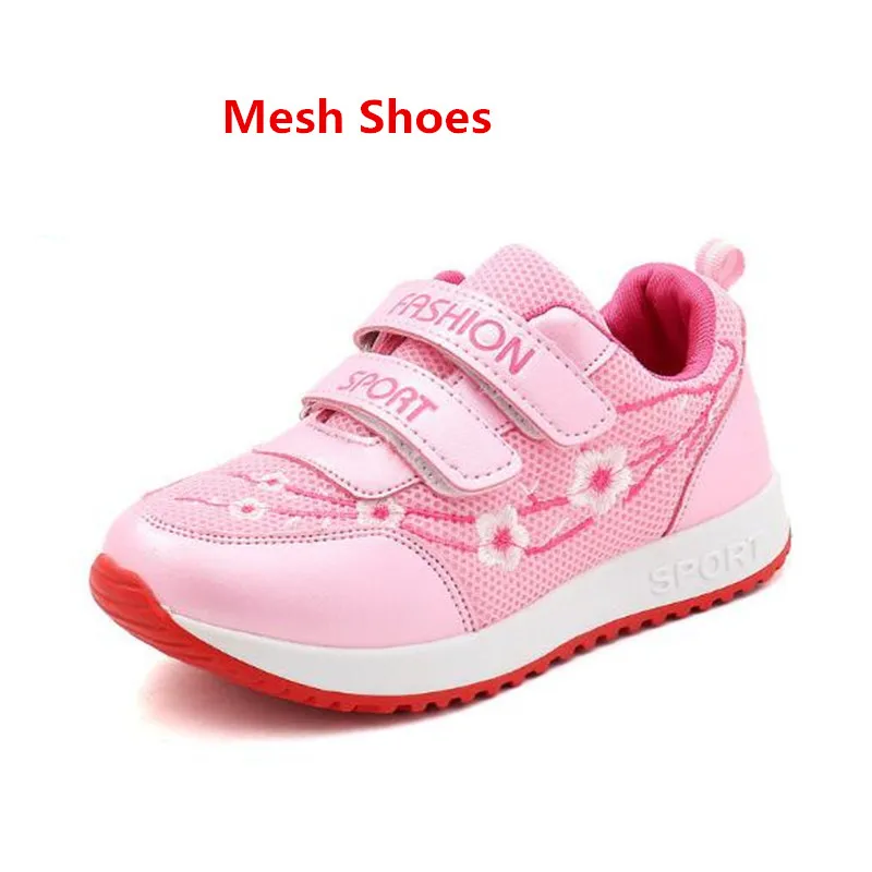 Pink Mesh Shoes Новинка; сезон весна-осень; спортивная обувь для детей; Повседневные кроссовки для студентов; обувь для девочек; дышащая нескользящая обувь на плоской подошве для малышей; 018 - Цвет: Pink Mesh Shoes