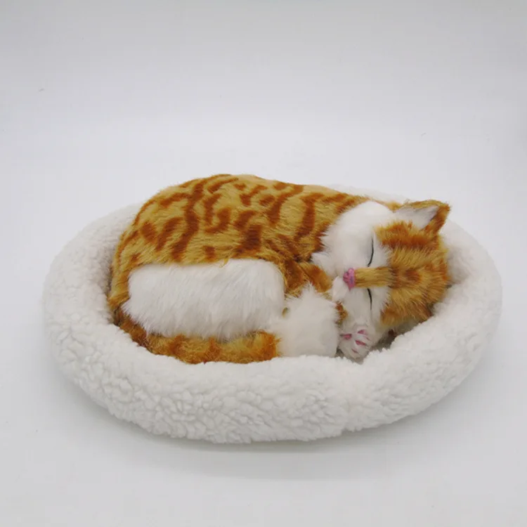 Новая модель дышащей кошки из полиэтилена и меха Спящая кошка кукла украшение