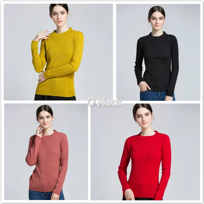 Suvance Autumn Casual Solid 4 Colors Long Sleeves Knitted Quality Pullover Sweaters | Женская одежда