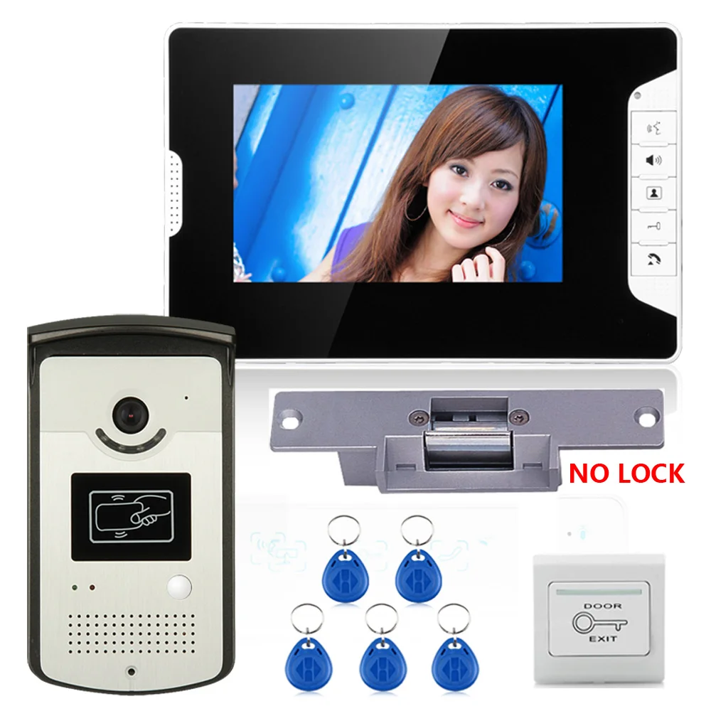 Видеодомофон с экраном 7 дюймов система связи белым монитором и кардридером RFID HD