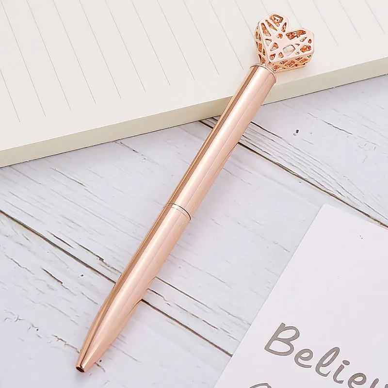 Rose gold Новая мода Любовь металлическая шариковая ручка мягкое написание любовь Бизнес офис подарок ручка конференции металлическая ручка канцелярские принадлежности для школьников, студентов - Цвет: Rose gold