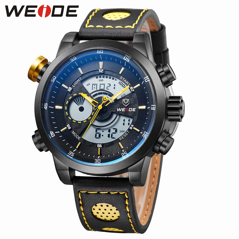 WEIDE Спорт Секундомер Сигнализации Роскошные Часы Черный Циферблат