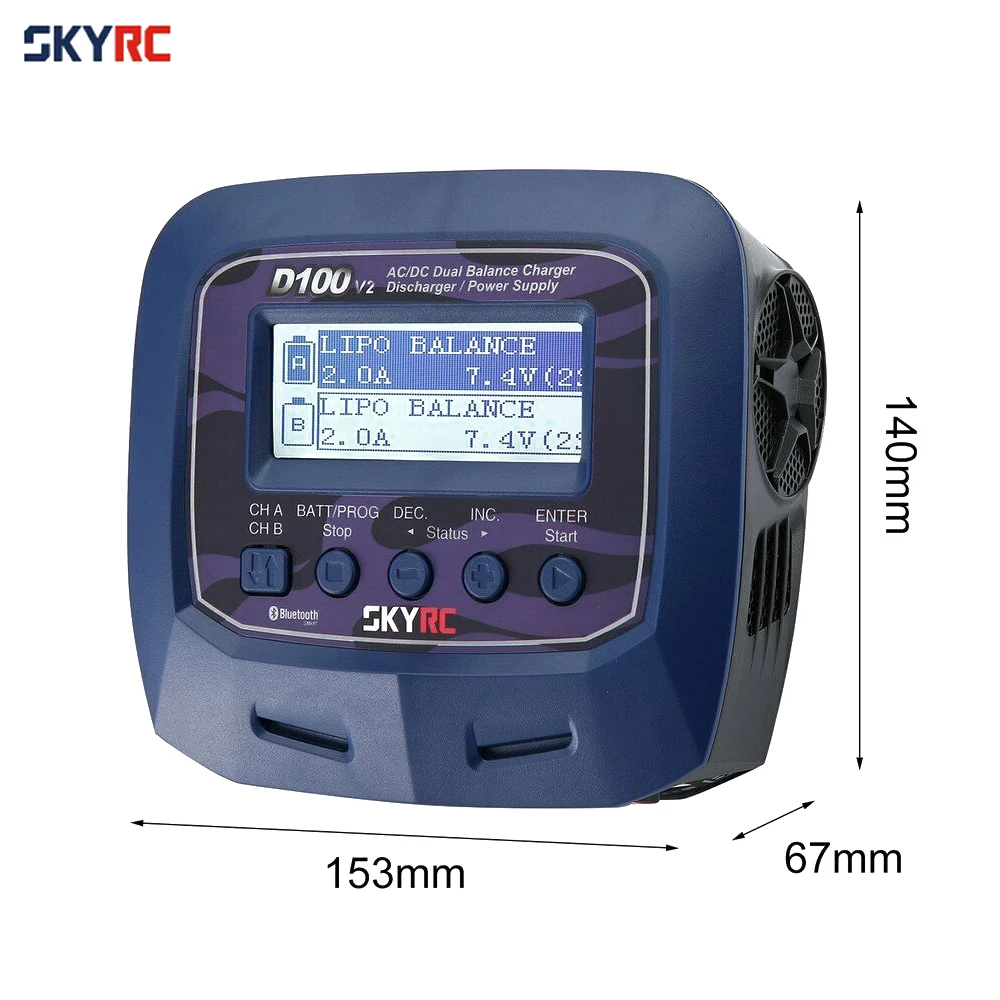 Skyrc D100 V2 Зарядное устройство двухканальный AC/DC LiPo 1-6s 2x100 Вт двойной с Bluetooth баланс зарядное устройство разряда для Lipo литий-ионный аккумулятор
