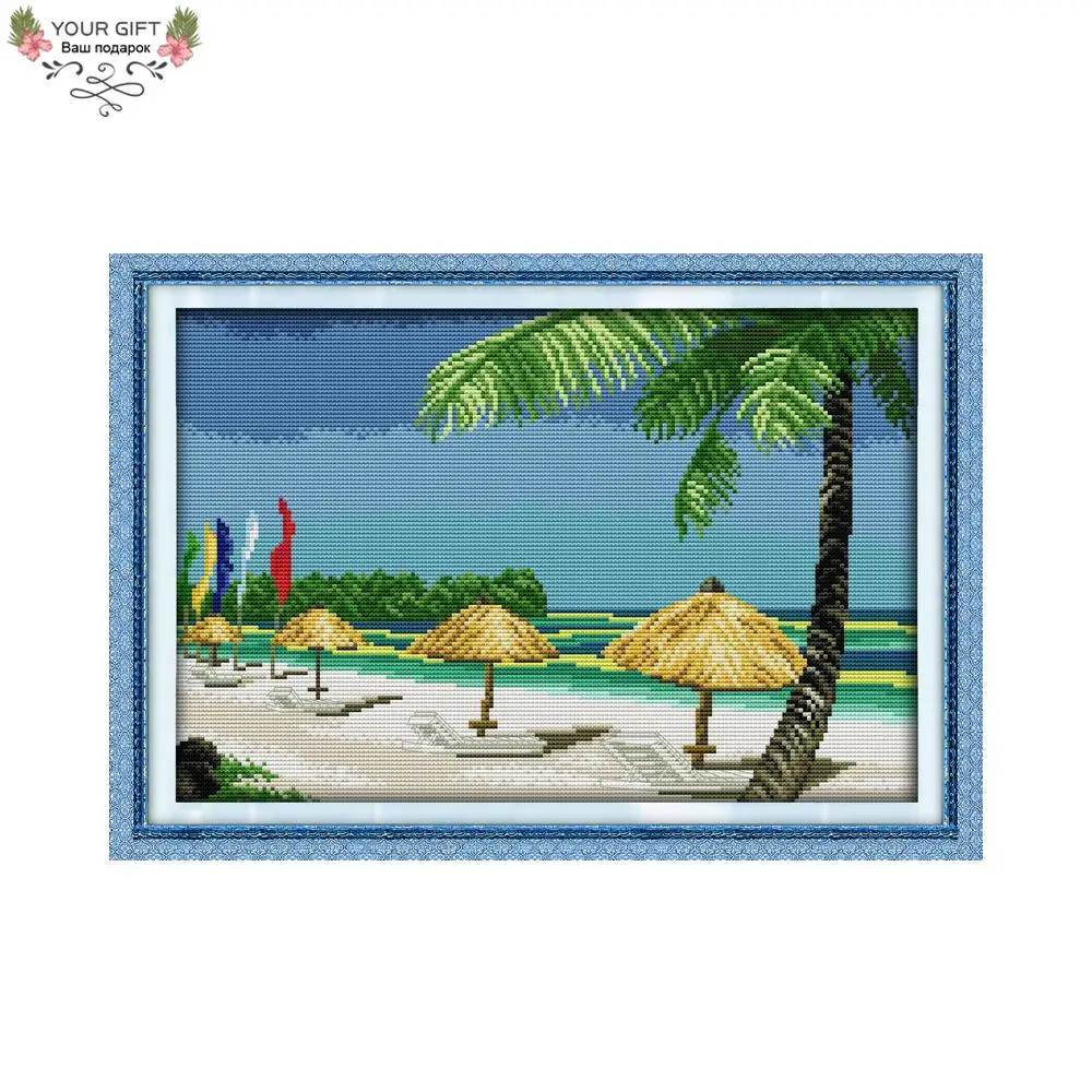 

Joy Sunday F641 14CT 11CT Counted and Stamped Home Decoration Beach Scenery Needlework Needlepoint Embroidery Cross Stitch kits