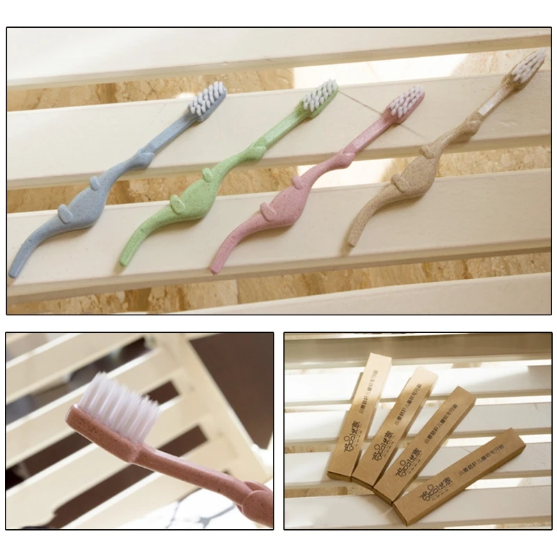 

Baby Toothbrush Natural Wheat Straw Cartoon Toddler Children Newborn Oral Care
