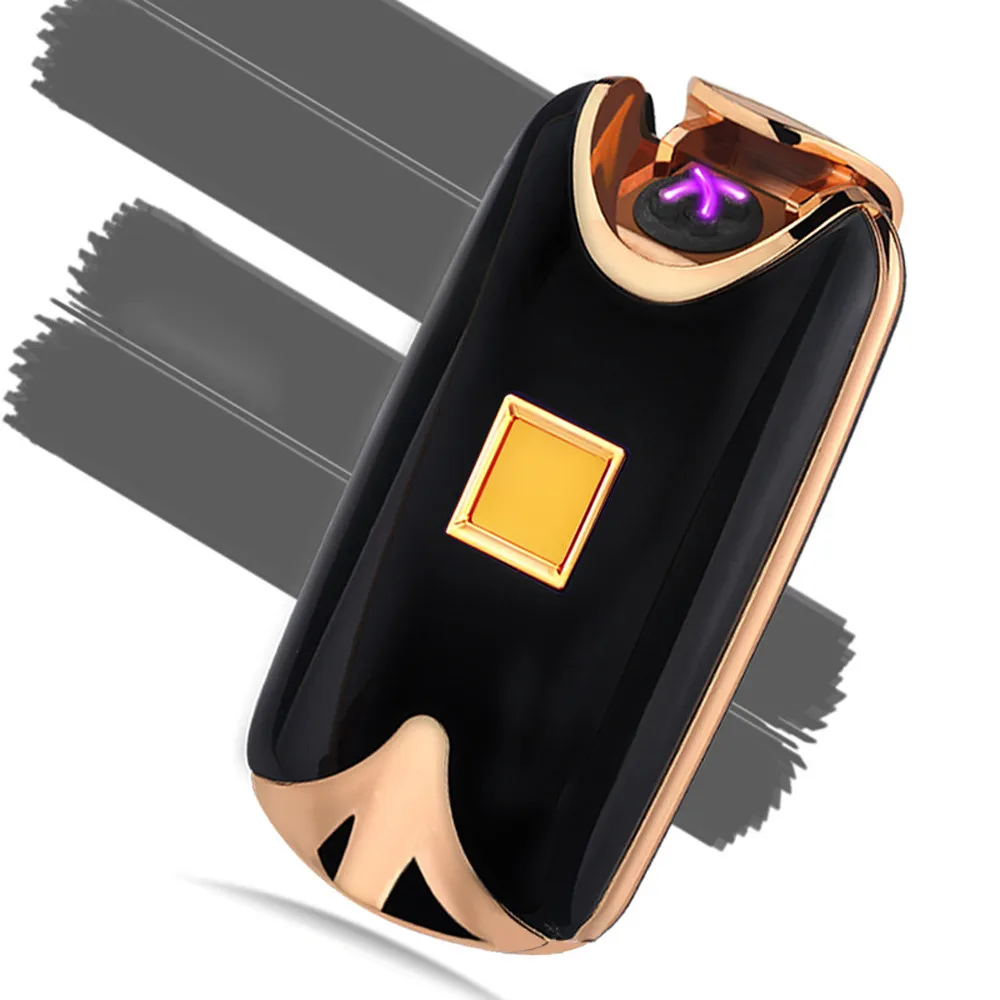 Новая мода и горячая Распродажа USB электрическая двойная дуговая металлическая беспламенная перезаряжаемая ветрозащитная зажигалка с отпечатком пальца