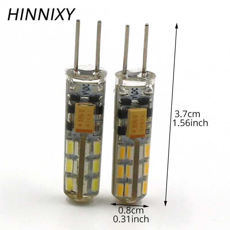 Hinnixy 5 шт./лот G4 диммируемая лампа 8 мм 150lm 24LED AC DC 12V 3W теплый белый холодный супер
