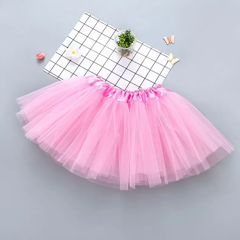 solid pink Юбки-пачки для девочек детская одежда белая ажурная юбка-трапеция для девочек, зеленый, фиолетовый, розовый, с фатиновой юбкой детская юбка пачка с узором в горошек, юбки для девочек праздничная одежда - Цвет: solid pink