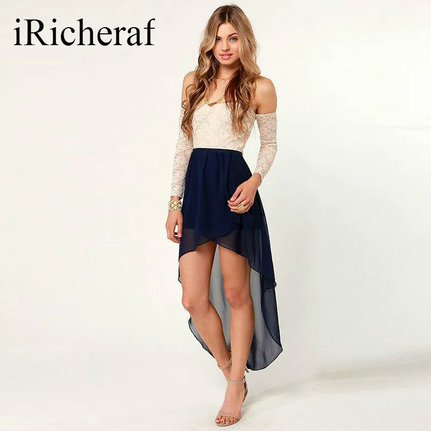 Для женщин с длинным рукавом платье Кружево Slash Средства ухода за кожей шеи плеча