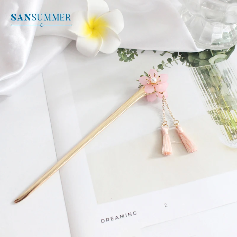Женская заколка с кисточками SANSUMMER элегантная жемчужинами и цветами 6816