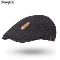 xdanqinx adult mens 100 cotton berets hat 2019 new style fashion personality hip hop caps for men adjustable size brands cap