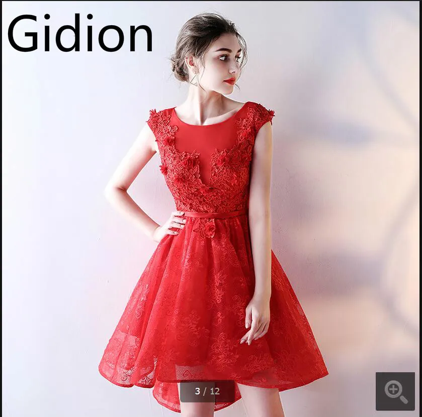 2017 новейший стиль Короткие Красные кружевные Высокие Низкие Выпускные платья