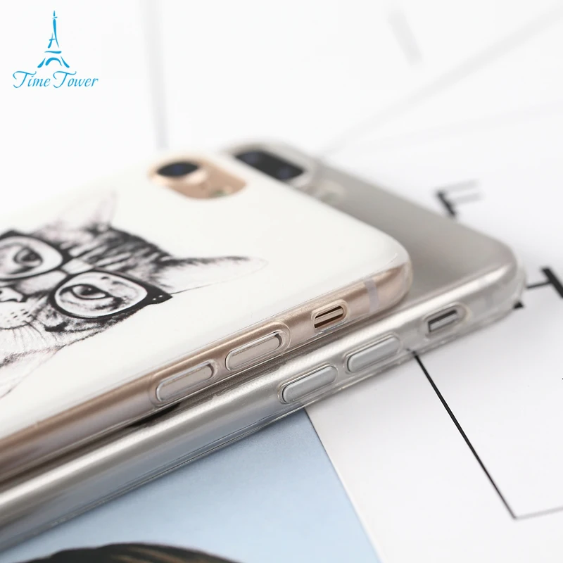 Время Башня Чехол Для Телефона iPhone 7 силиконовая Мягкая задняя программист кота