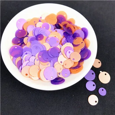 Matte Orange Purple 600 шт Матовая блестящая блестка смешанный размер 6 мм 8 мм 10 мм цветная круглая форма, Сыпучие блёстки швейное ремесло, аксессуары для женской одежды - Цвет: Matte Orange Purple