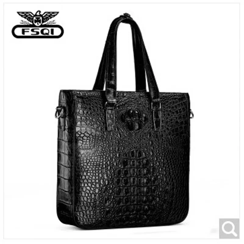 

fasiqi crocodile leather man briefcase Vertical Korean version business handbag Men's bag briefcase simple tide computer