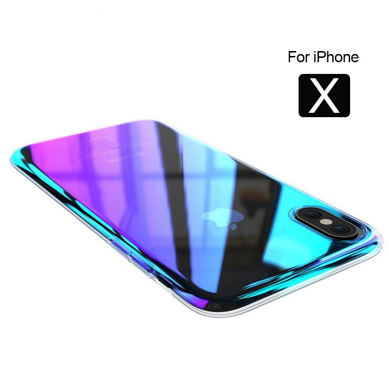 GURIOO градиент голубое освещение чехол для iPhone X 10 покрытие Цвет крышка чехлы