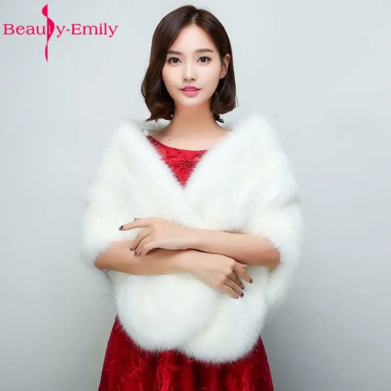 2019 Теплые Свадебные Болеро Куртки свадебные Обертывания белый красный бордовый