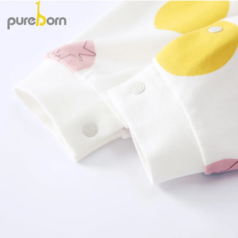 Pureborn/комбинезон для новорожденных мальчиков и девочек хлопковая одежда с