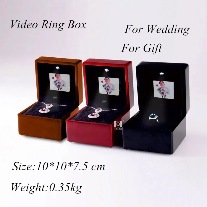 Высокое качество видео и свет деревянный LED экран кольцо коробка ювелирных