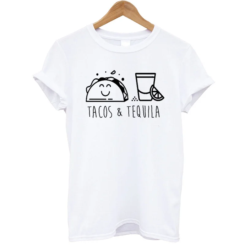 Женская футболка с коротким рукавом Besikom Tacos Tequila хлопковая свободная летняя