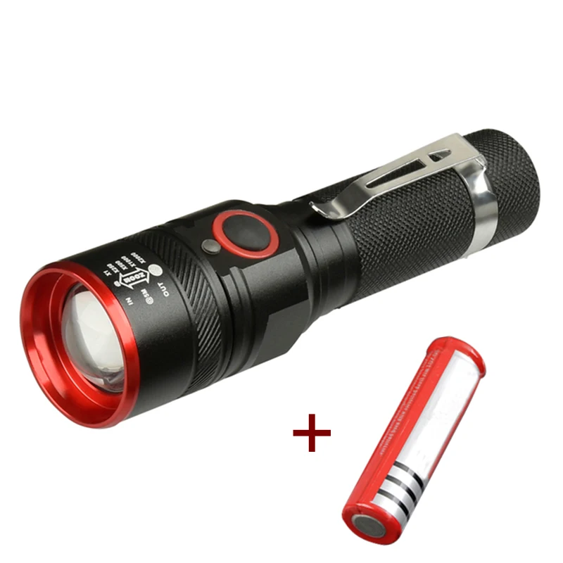 type2 POCKETMAN XML-T6 светодиодный светильник-вспышка с возможностью масштабирования, 3 режима, фонарь, USB Перезаряжаемый светильник-вспышка для 18650, с usb-кабелем, светильник для кемпинга - Испускаемый цвет: type2
