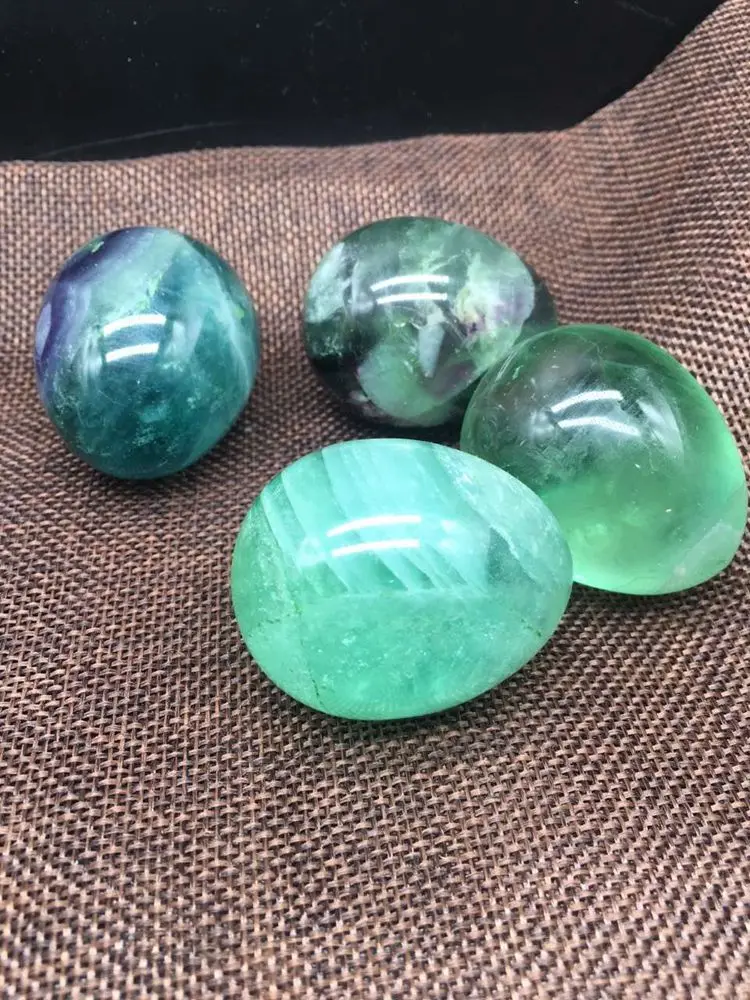 

2pcs natural color fluorite crystal gemstone sphere egg reiki